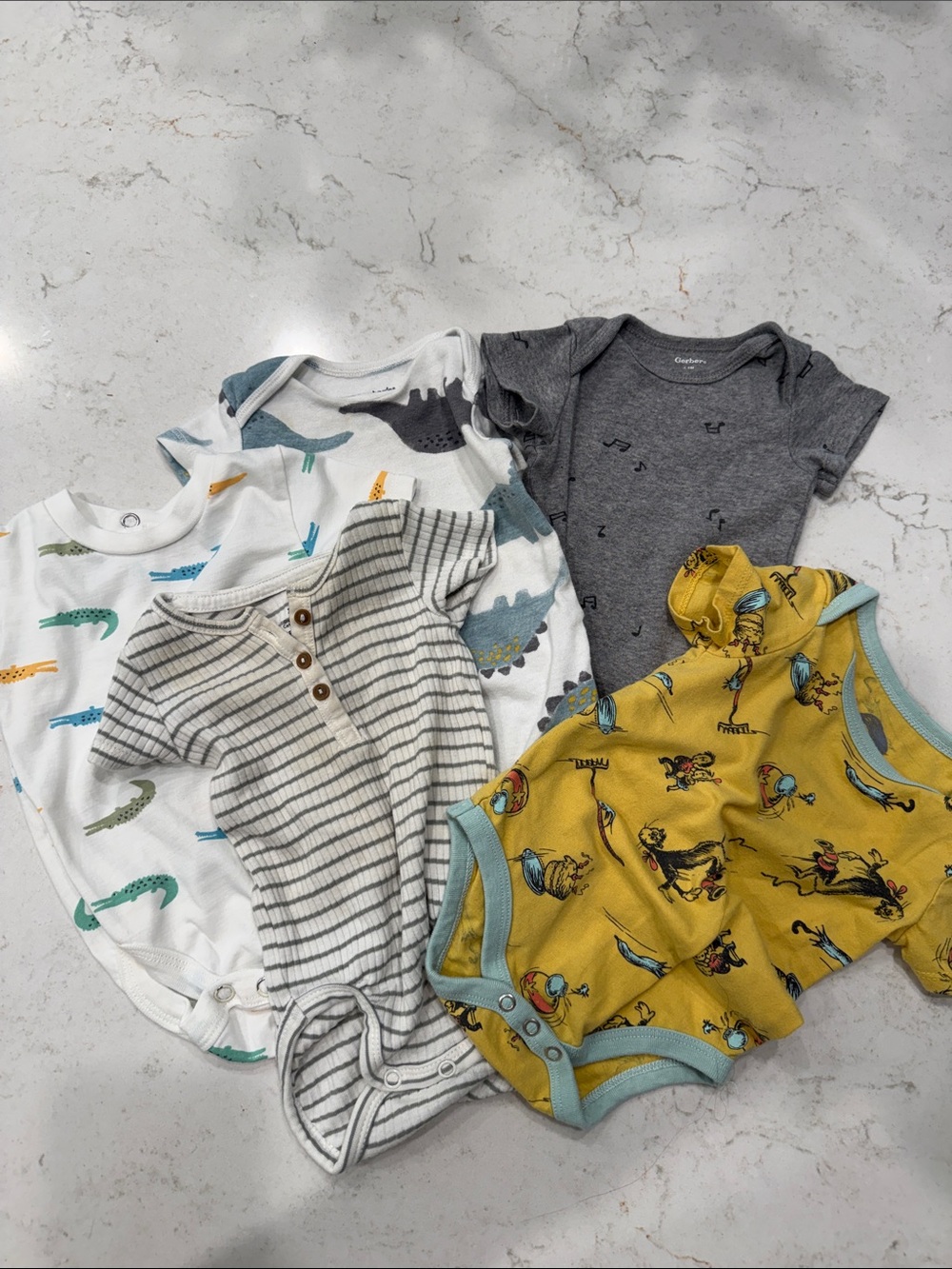 Carter's Baby One-Piece Bodysuits in Yellow, Gray, White, Striped